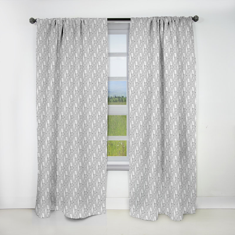 Geometric Pattern in Op Art Design - Geometric Scandinavian Blackout Curtain Single Panel, 52" W x 108" L