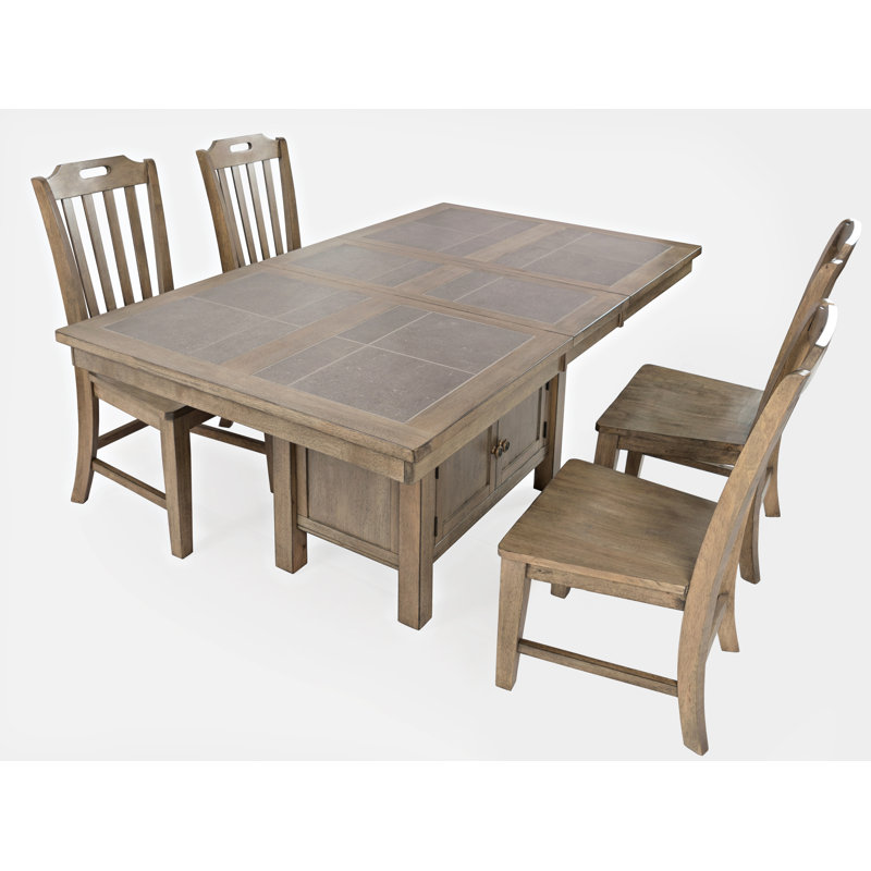 Ensemble de salle à manger extensible en bois massif 5 pièces Alissa