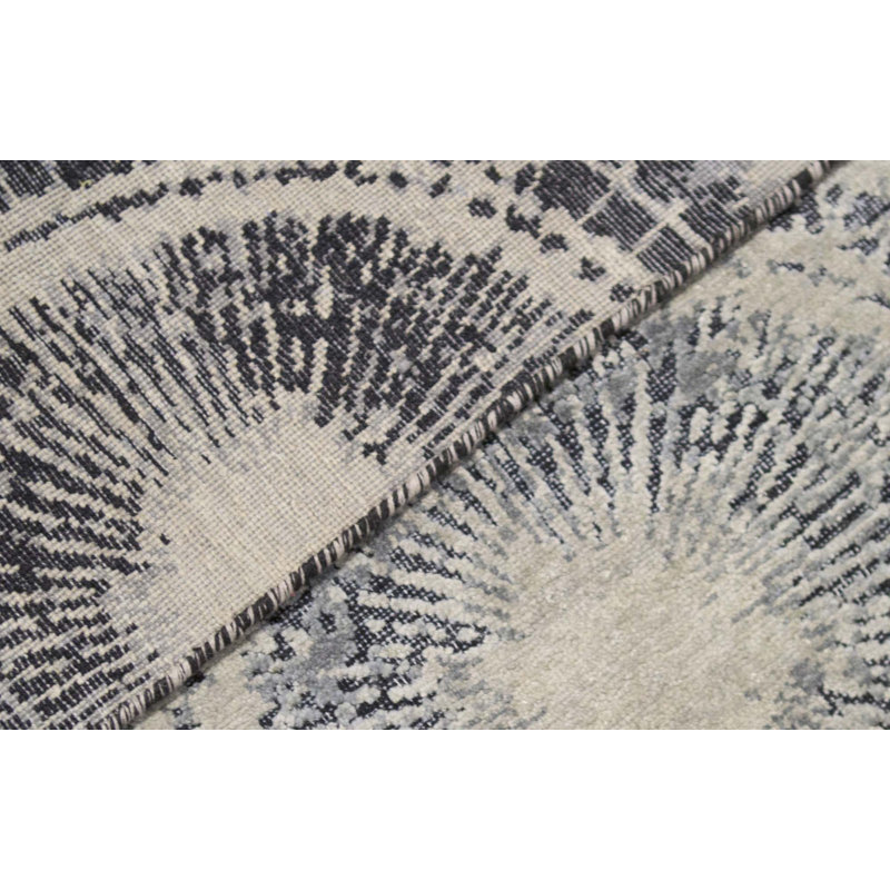 Hand-Knotted High-Quality Black and Ivory Area Rug