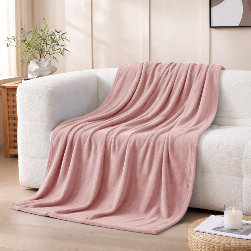 Couverture polaire en fausse fourrure de vison de luxe - Doux et moelleux réversible, Jeté, Rose