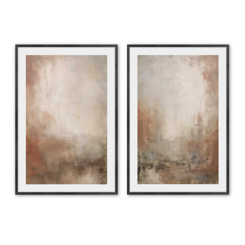 16" x 12" Russet Mists Unfolding Set of 2 Prints  in a Polished Chrome Frame, Weathered Zinc, 15.25" H x 12.25" W