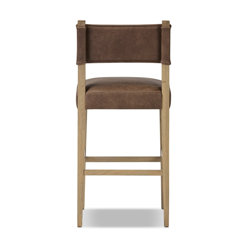 Ferris Stool, Light Oak, Palermo Cigar Genuine Leather, Bar Stool (29.92" Seat Height)