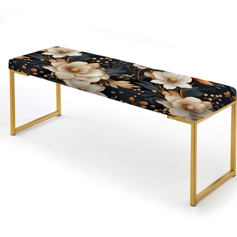 Banc rembourré or, Mystic Gold And Teal Floral Splendour
