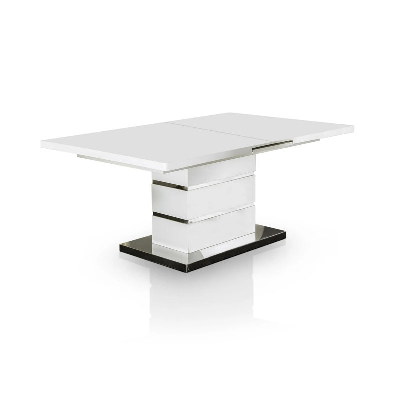 78" W Contemporary Dining Table, White/Chrome, White