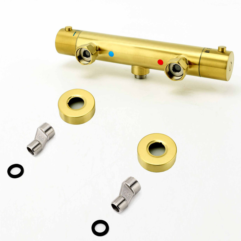 Azaleyah Thermostatic Round Handset Riser Rail Bar Kit Complete Shower System with Handheld Shower Head