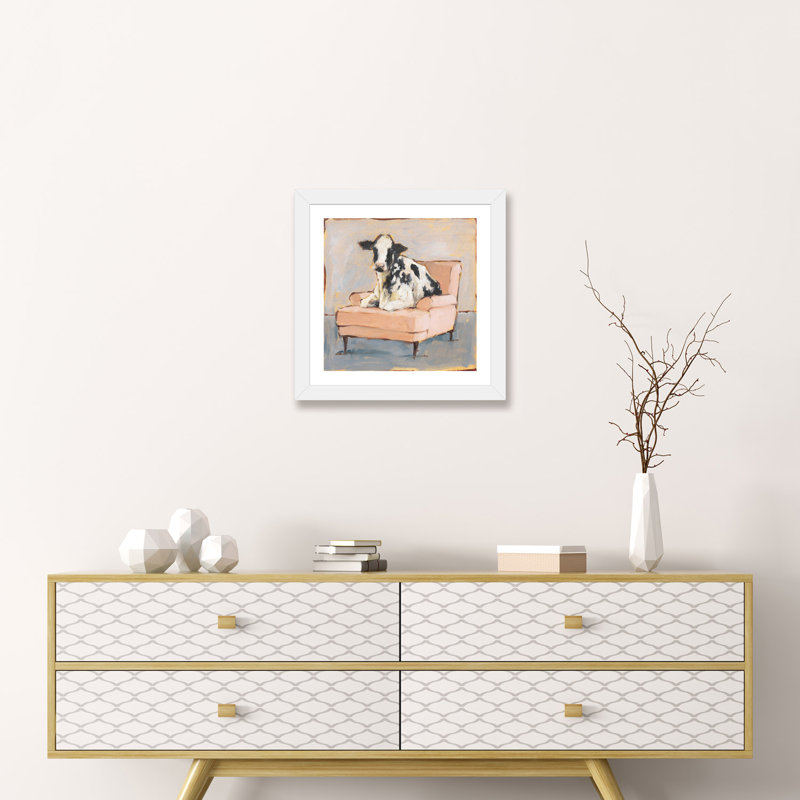 «Moo-Ving In II» par Ethan Harper - reproduction, H 24 po x l 24 po x p 1 po, Papier blanc