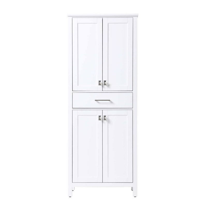 28 inch Bath Storage Cabinet in White, White, 72" H x 28" W x 18" D