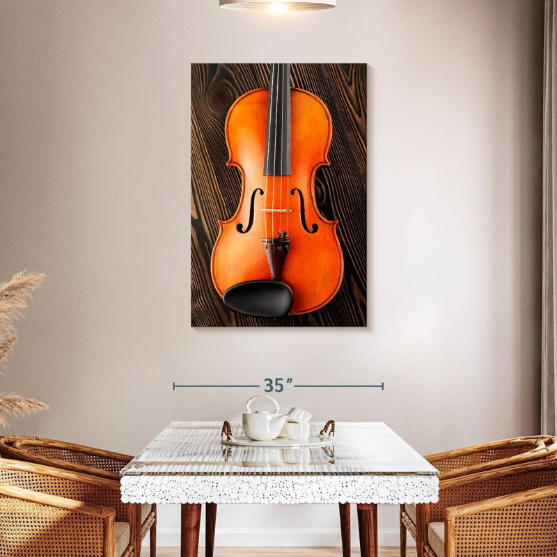 Abarca Violin On Wooden Table, 45" H x 30" W