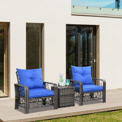 3 Piece Rattan Seating Group with Cushions