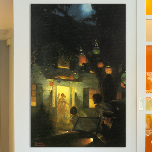 «And the Symbole of Welcome is Light» par Norman Rockwell, reproduction d'art sur toile tendue, H 40 po x l 26 po x P 1,5 po