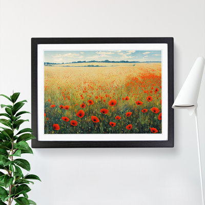 Poppy Field Watercolour - Framed Print