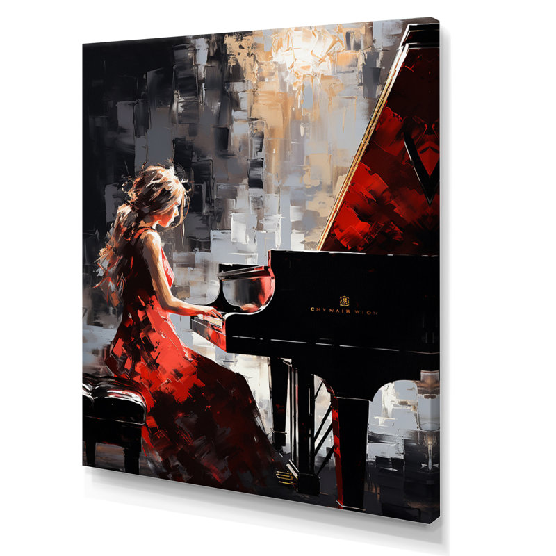 «Wum Black Red Music Piano Harmony», reproduction sur toile, H 32 po x l 16 po x P 1 po, Toile tendue