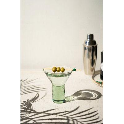  Clear Martini Glass with Solid Base 5.5"H, Handblown Recycled Glass Drinkware (Set of Six)