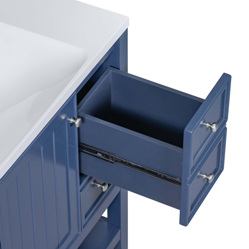 36" Blue Painted Freestanding Bathroom Vanity Cabinet with Drawers
