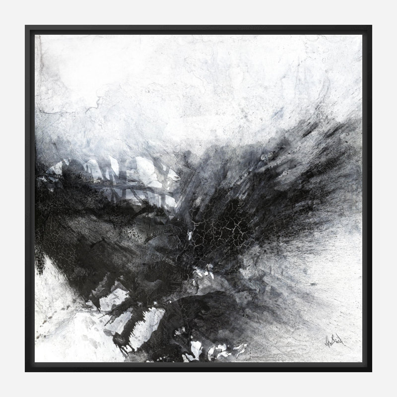 Noir et gris III - reproduction d'art sur toile, Toile encadrée noire, H 21,5 po x l 21,5 po x P 1,75 po
