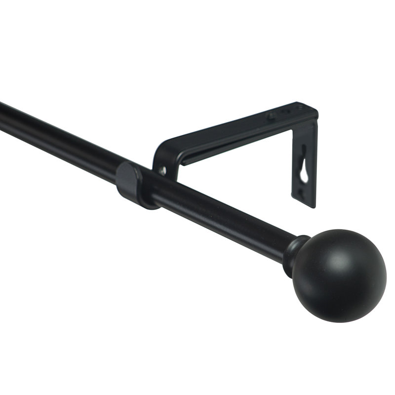 Gephart Adjustable Single Curtain Rod, Silver, 2" H x 84" W x 4.5" D