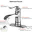 Robinet de salle de bain élégant, bec cascade en nickel brossé, bonde escamotable, résistant aux dommages quotidiens