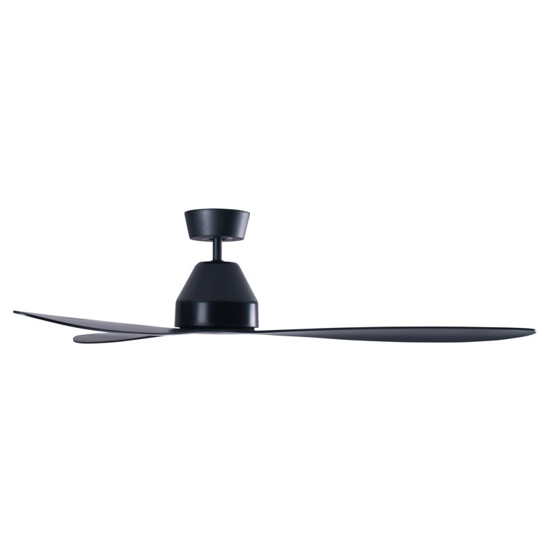 Whitehaven 56in 3-Blades Indoor/Outdoor Ceiling Fan with Remote Control, Black, Black