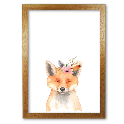Forest Friends, Floral Cute Fox - Painting
