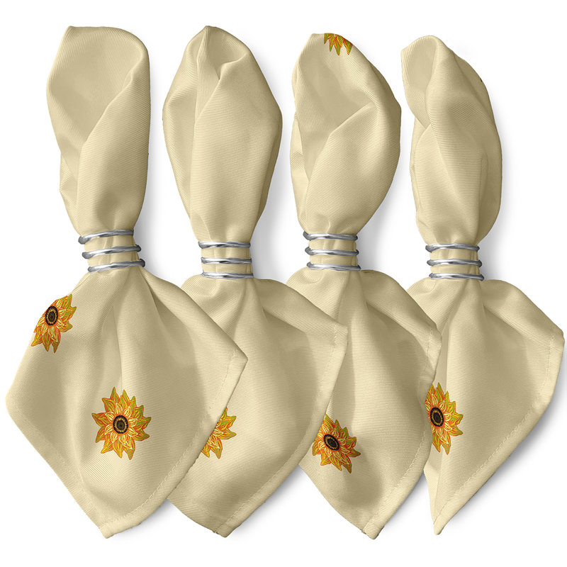 Ensemble de serviettes 4 pièces Essonne El Girasol Feliz, L 18 po x L 18 po, Jaune