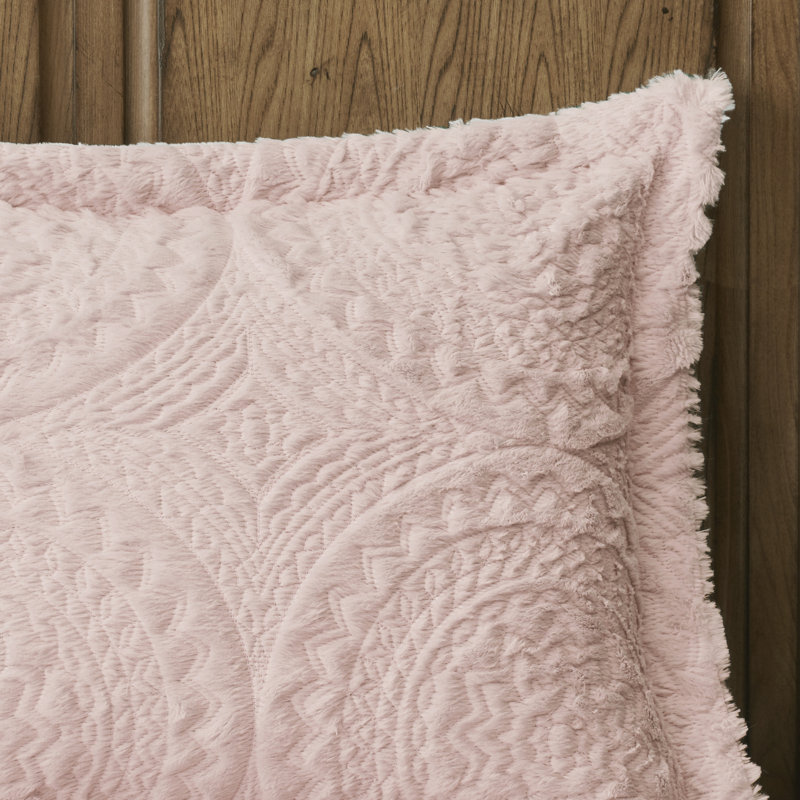 Blush King Faux Fur Reversible Comforter Set