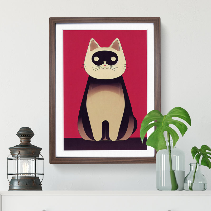 Modern Cat No.1 Abstract - Framed Print, 46cm H x 34cm W x 2cm D, Brown Framed