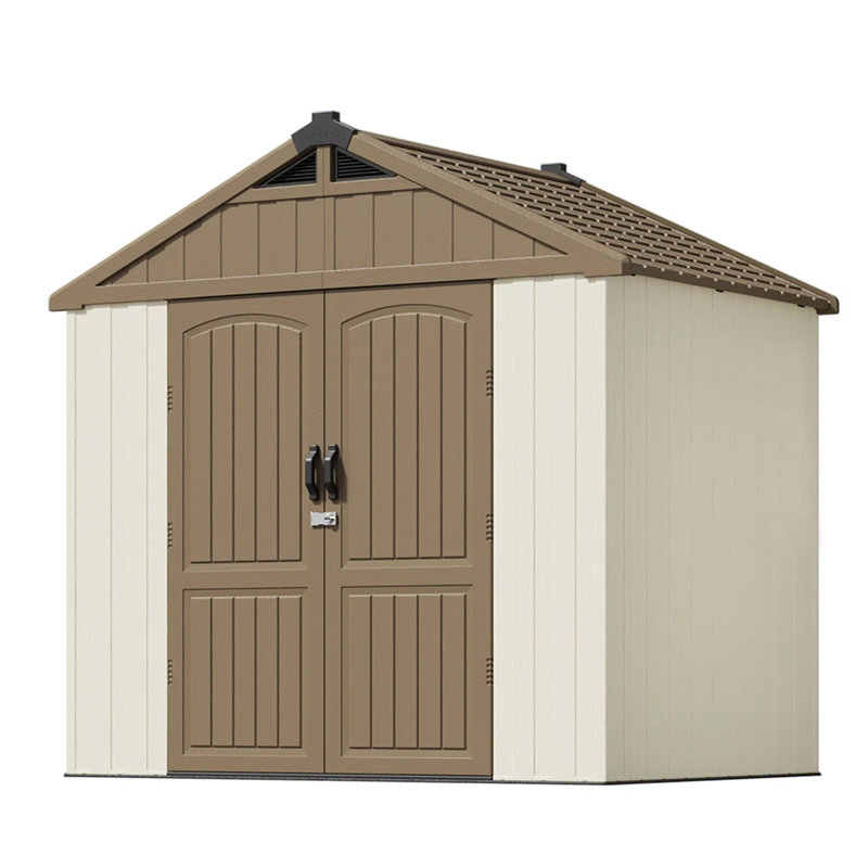 8 pi Remise de rangement en résine, brun, H 95 po x l 91 po x P 66 po