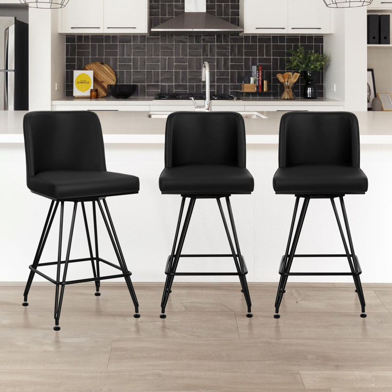 Tabouret de comptoir Meliton 26, Noir, 3