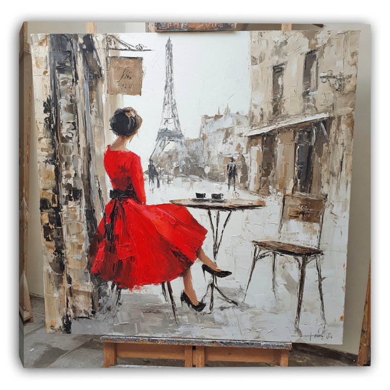 «Cafe Daydream in Paris», art mural sur toile tendue