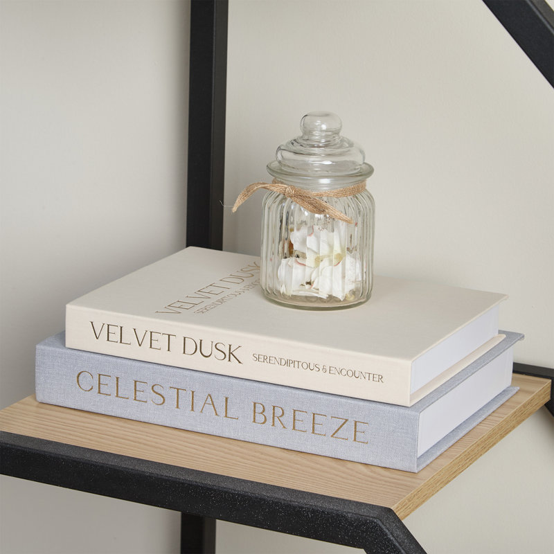Ensemble de 4 boîtes de rangement en lin magnétiques - Organisateur décoratif en forme de livre pour la maison, le salon, le bureau ou la bibliothèque - Durable, peu encombrant, fermeture magnétique - gris et beige - ensemble 2