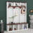 Wooden Style Hall Tree With Arched Design, Walnut Storage Bench, 4-In-1 Hallway Shoe Cabinet With 5 Black Hooks, 7 Cubbies-1231576363