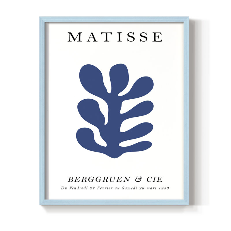 Matisse CCXCV III, reproduction d'art encadrée - bois massif, Bleu, H 10 po x l 8 po