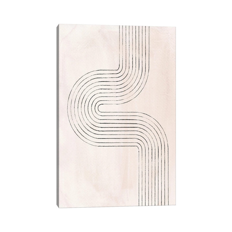 Neutral Beige Curved Lines 1 Piece Wall Art on Canvas, 45.72cm H x 30.48cm W x 1.91cm D, Wrapped Canvas
