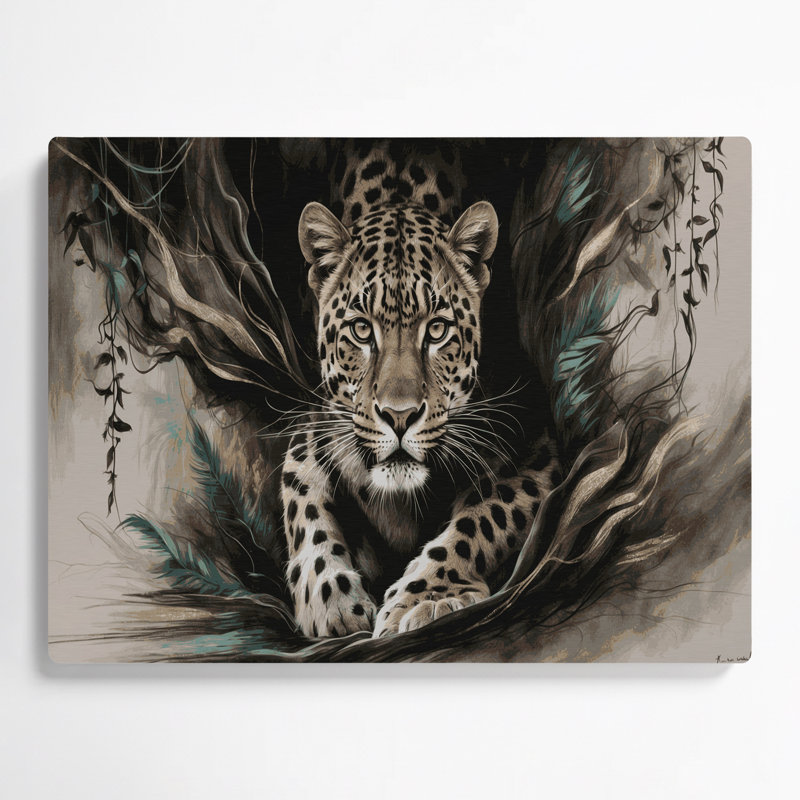«Big Cats», art mural noir léopard sri-lankais, H 20 po x l 24 po
