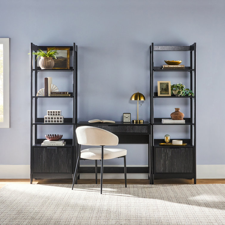Jorah 3-Piece Transitional Writing Desk With 2 Narrow Bookcases