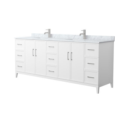 Elan 84'' Double Bathroom Vanity with Marble Top -  Wyndham Collection, WCH717184DWHCMUNSMXX