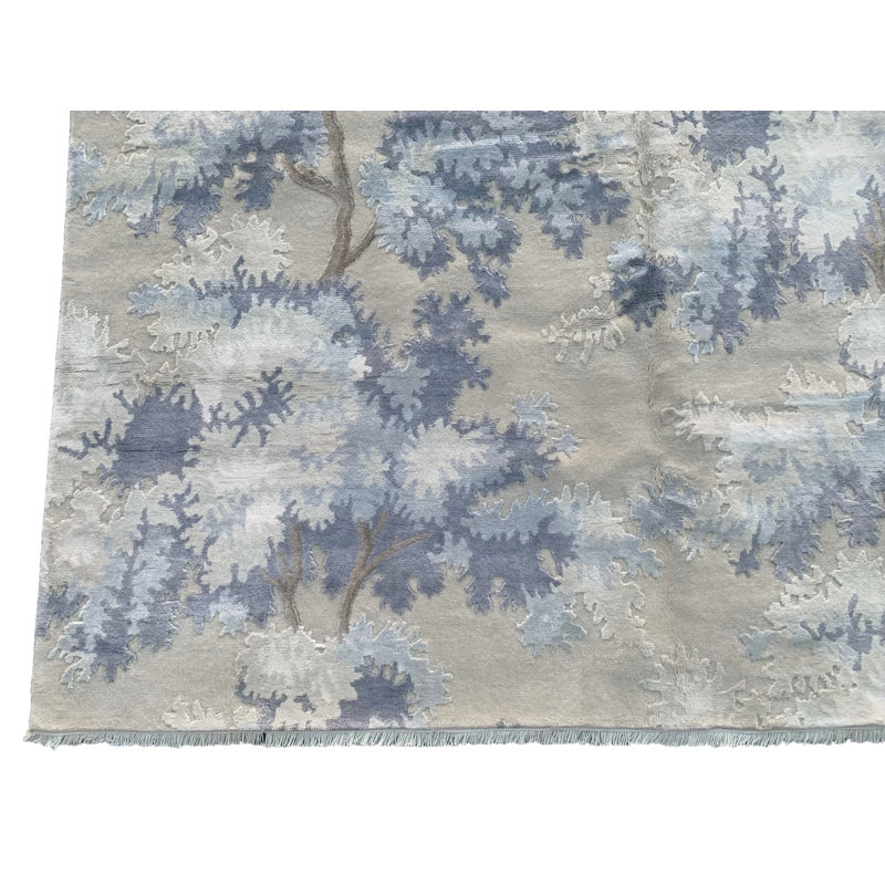 Tapis en laine fine et soie, Rectangle 9 pi x 12 pi