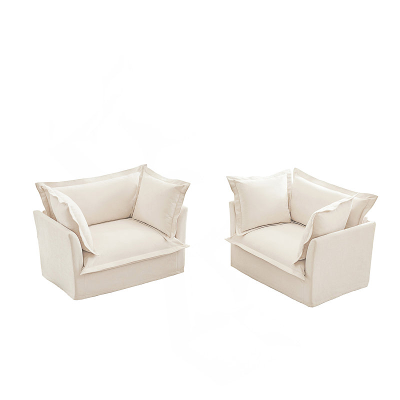 Chaises d'appoint Nickolas, Chenille crème