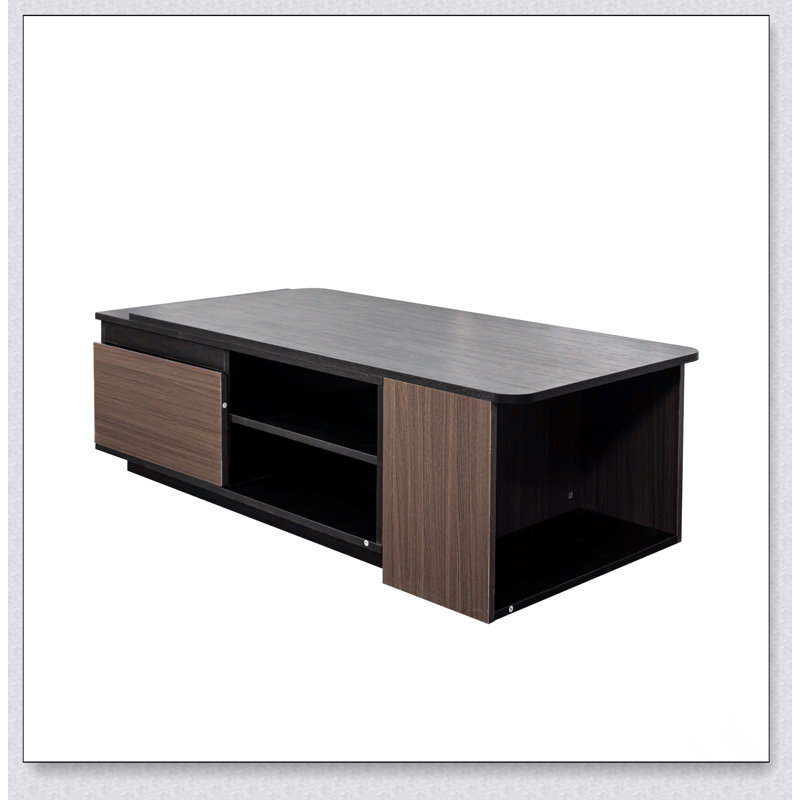 Table basse extensible en bois avec 2 tiroirs de rangement, longueur réglable pour une utilisation polyvalente dans le salon