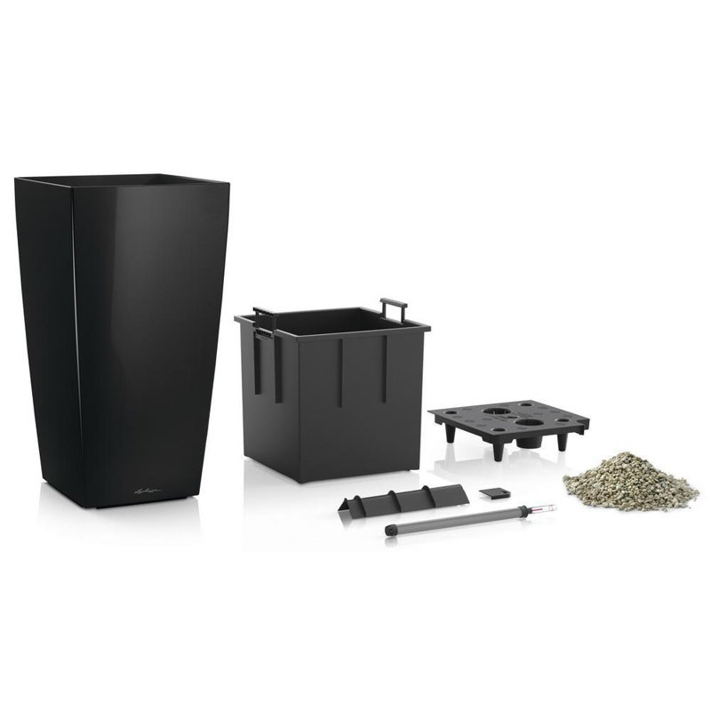 Cubico Planter Box, Black, 41 cm H x 22 cm W x 22 cm D