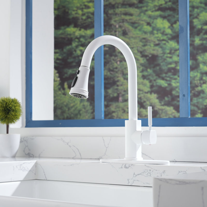 Robinet de cuisine rétractable, Blanc