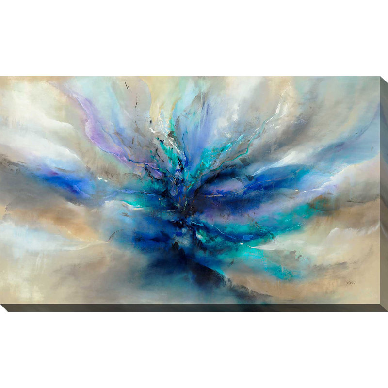 Océan scintillant II - Peinture, Toile tendue, H 18 po x l 30 po x P 1 po