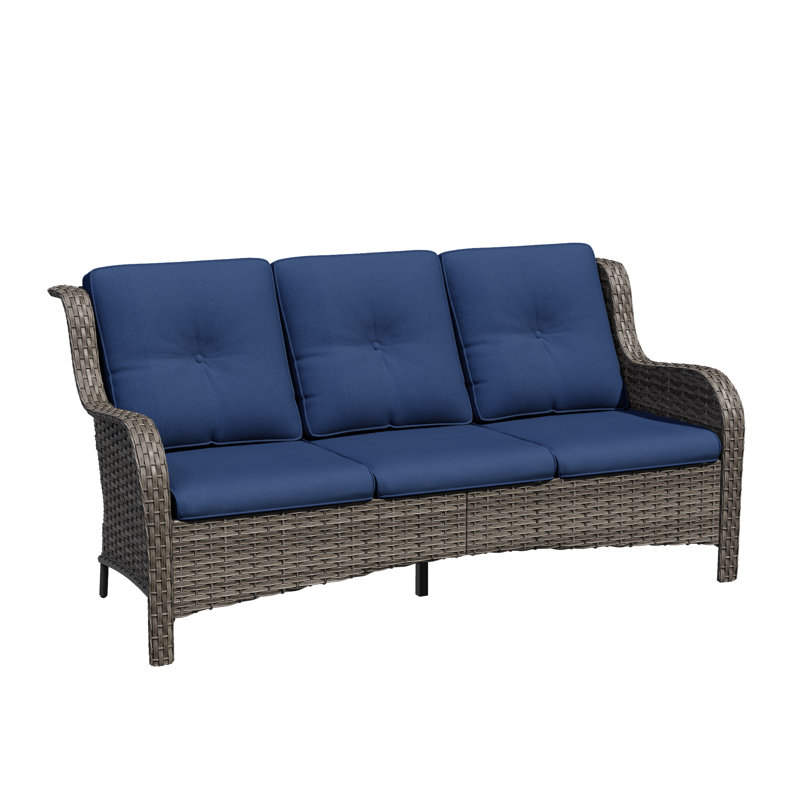 Magline 72.83'' Wicker Outdoor Patio Sofa, Blue