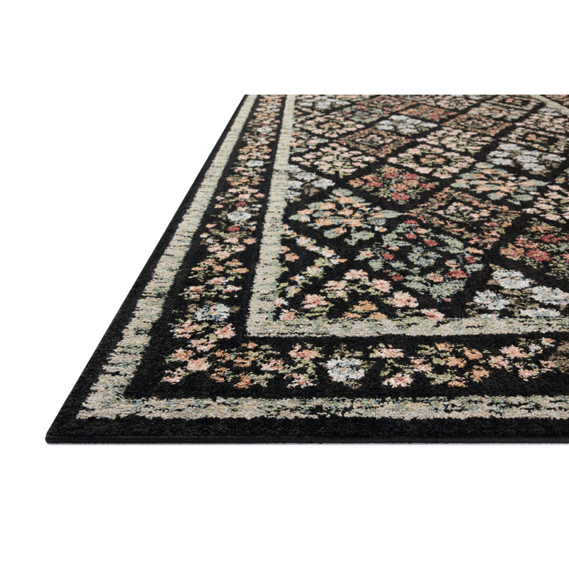 Rifle Paper Co. x Loloi Laurel Black Area Rug, Runner 2'8" x 10'