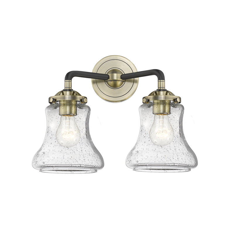 Éclairage pour salle de bain 2 lumières Edda, Grainé, Laiton antique noir, DEL