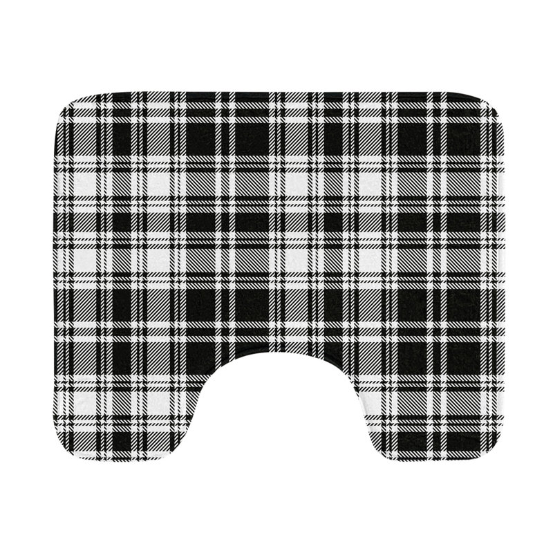  Tapis de salle de bain en forme de U abstrait 20 po blanc noir