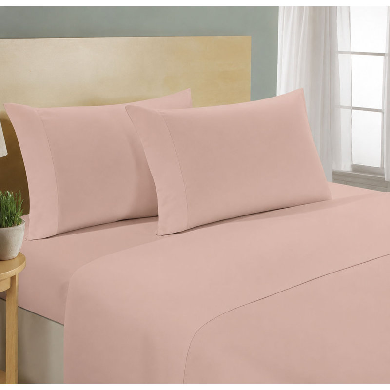 Milan Collection 1000 Thread Count 100% Cotton Sheet Set, King Sheet Set with 2 Pillowcases, Cameo Rose