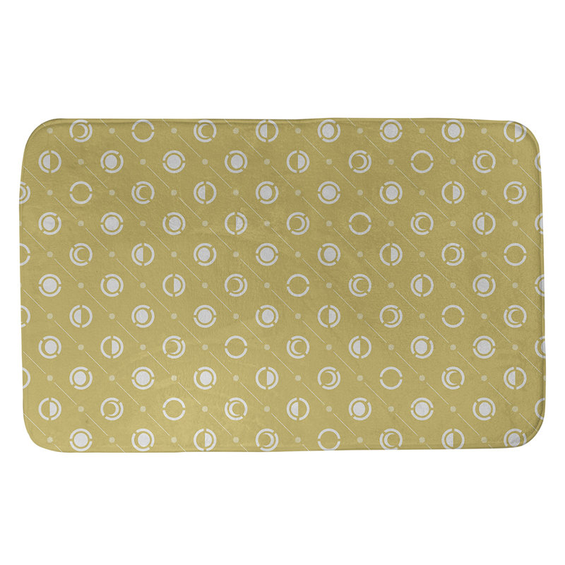 Tapis de bain géométrique antidérapant en microfibre Moon phases, l 17 po x L 24 po, Jaune/blanc