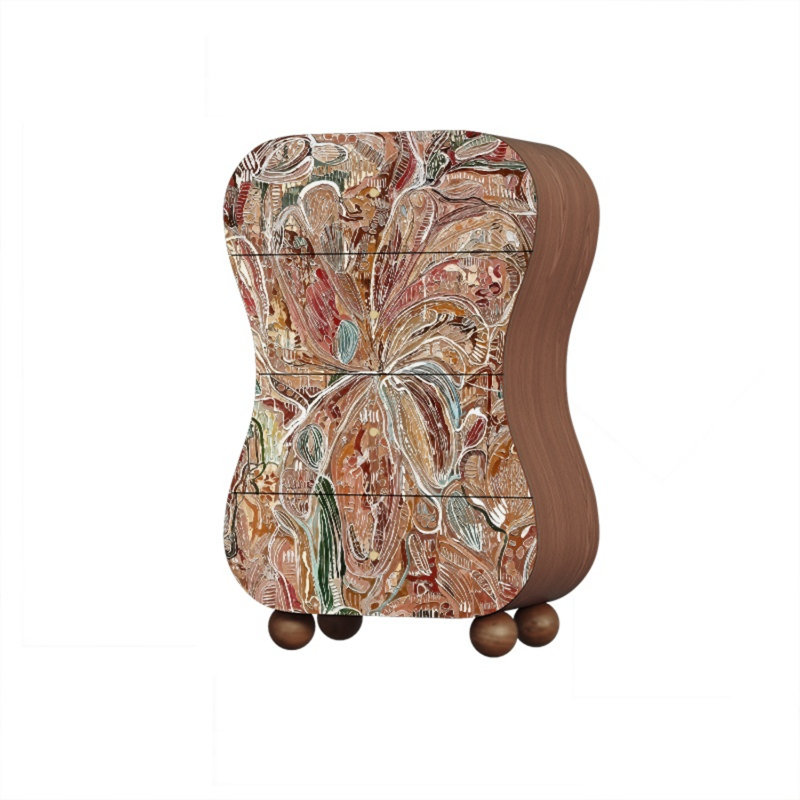 Commode d'appoint de rangement moderne à quatre tiroirs, Noyer