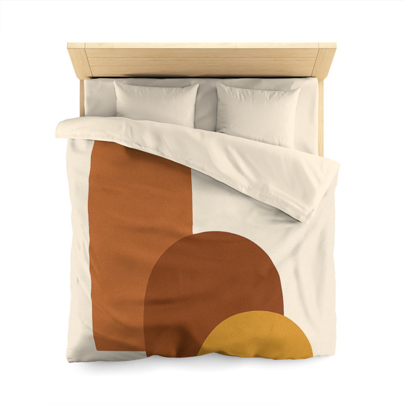Microfiber Duvet Cover Boho Style, Design 16, Queen Duvet Cover, Orange/Brown/Yellow/Cream